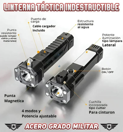 🔦 LINTERNA TACTICA 6 EN 1